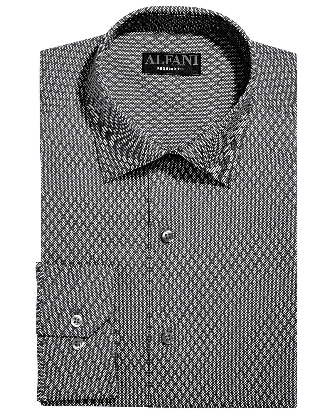 Alfani Men's Regular Fit 2-Way Stretch Performance Shirt  Color Gray Size XL (17-17.5/32-33)