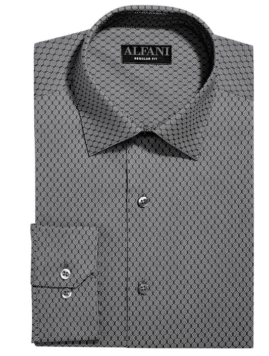Alfani Men's Regular Fit 2-Way Stretch Performance Shirt  Color Gray Size XL (17-17.5/32-33)