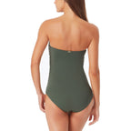 Anne Cole Twist-Front Ruched One-Piece Swimsuit   Color Island Green Size 16
