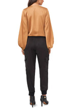 Vince Camuto Women's Ruched Front Crepe Blouse  Color Wild Oak Size XS