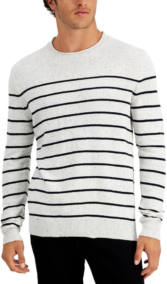 Club Room Men's Gregor Striped Sweater  Color Light Gray Size M