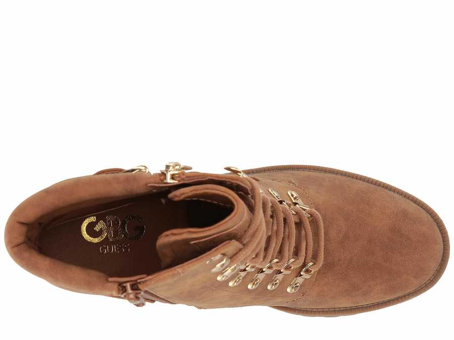 G By Guess Women's Jaylee Lace Up Boots  Color Honey Glaze Size 6M