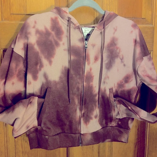 Hippie Rose Juniors Zip-Up Hoodie   Color Wine Tie Dye Size S