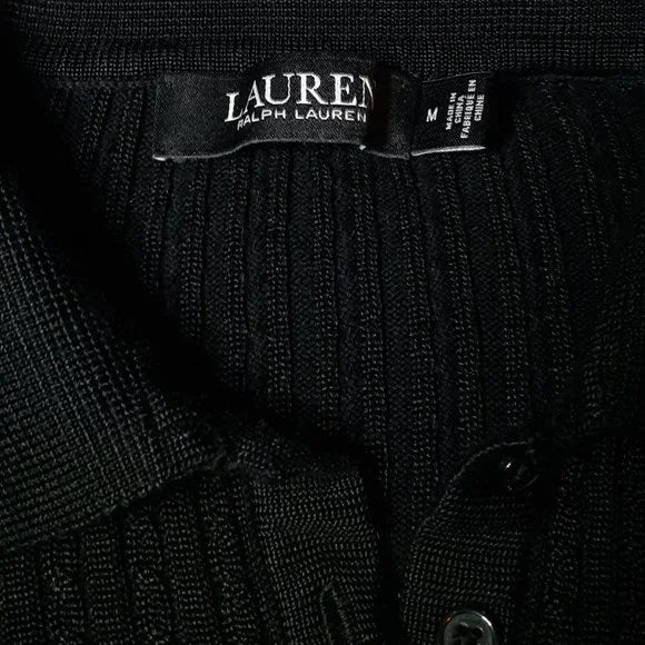 Lauren Ralph Lauren Cable-Knit Polo Sweater  Color Polo Black Size XL