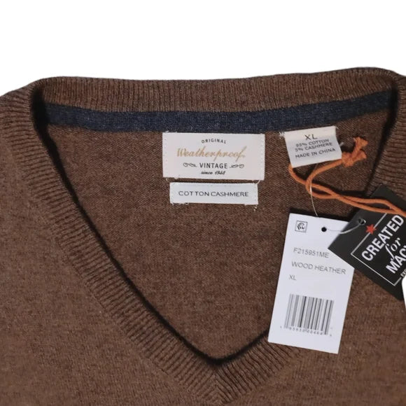 Weatherproof Vintage Men's V-Neck Sweater  Color Wood Heather Size M
