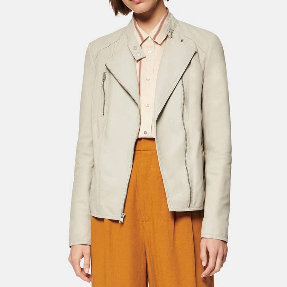 Andrew Marc Women’s Farrington Feather Leather Moto Jacket