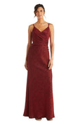 Nightway Stretch Metallic Crossover Gown  Color Scarlet Red Size 4