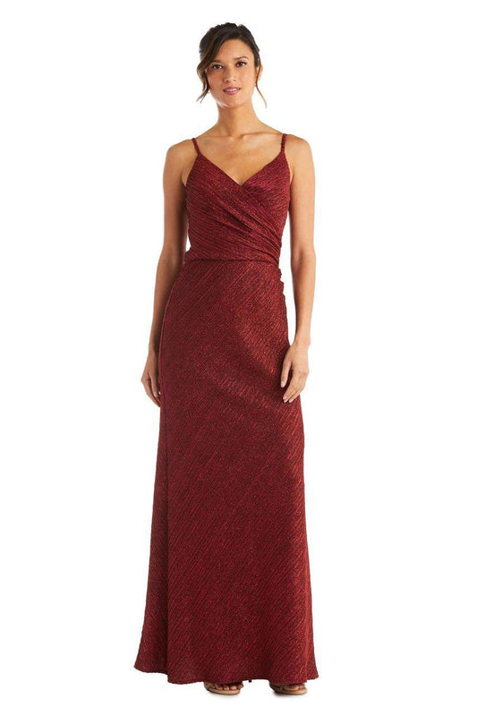Nightway Stretch Metallic Crossover Gown  Color Scarlet Red Size 4
