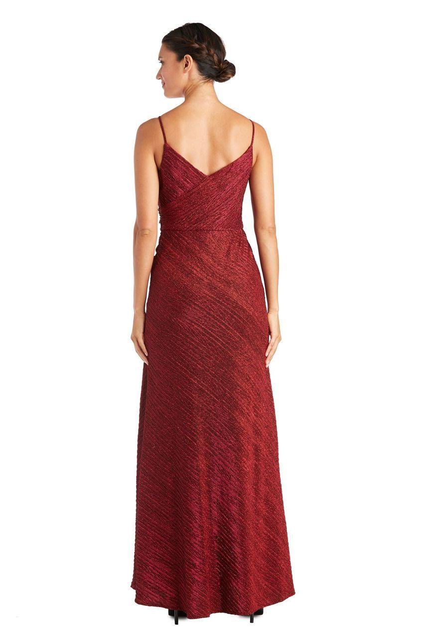 Nightway Stretch Metallic Crossover Gown  Color Scarlet Red Size 4