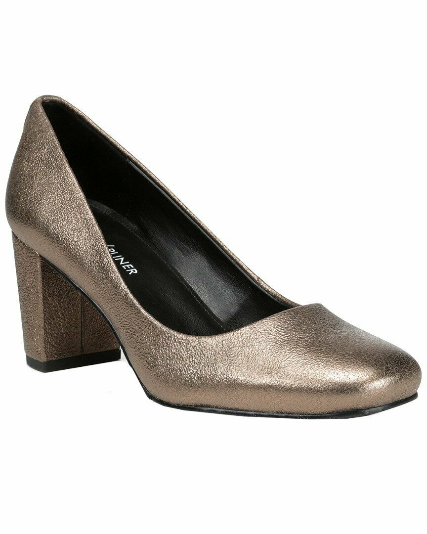 Donald J Pliner Women's Parris Metallic Block Heel Pumps Bronze Size 6.5