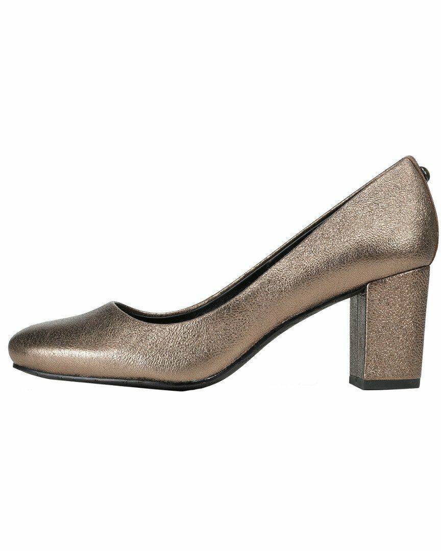 Donald J Pliner Women's Parris Metallic Block Heel Pumps Bronze Size 6.5