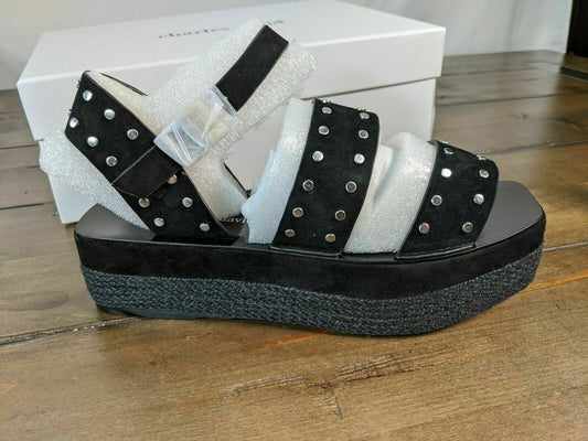 CHARLES DAVID Women's Madeira Platform Sandal Suede  Color Studded Black Size 5.5M