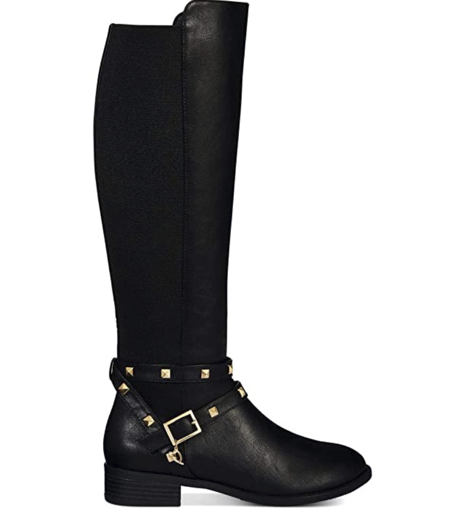 Thalia Sodi Womens Vallie Leather Closed Toe Knee High Fashion Boots Color: Black Smooth