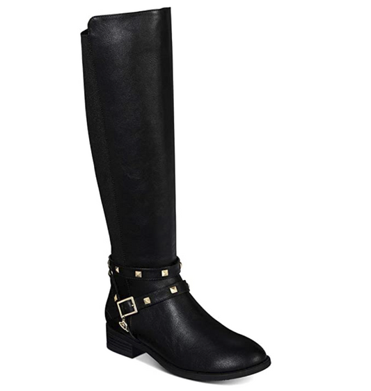 Thalia Sodi Womens Vallie Leather Closed Toe Knee High Fashion Boots Color: Black Smooth