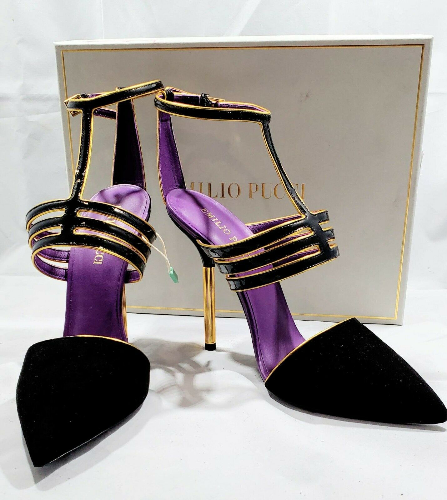 Emilio Pucci Black Suede T Strap Pumps   Size: 40 (10 US)