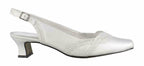 Easy Street Womens stunning Closed Toe Formal Slingback Silver satin Size 7.5M