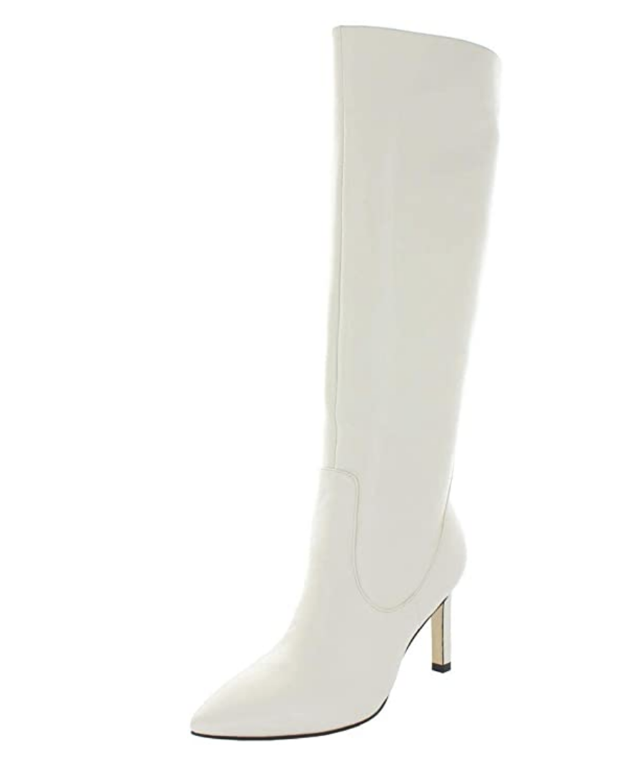 Nine West Womens Maxim Suede Pointed Toe Over Knee Fashion Boots Color Chic Cream Size 8.5M