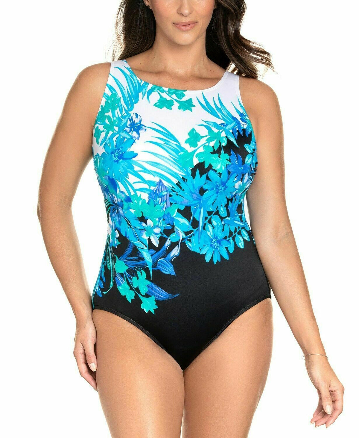 Swim Solutions Long Torso Tummy control One-Piece Swimsuit Size 12