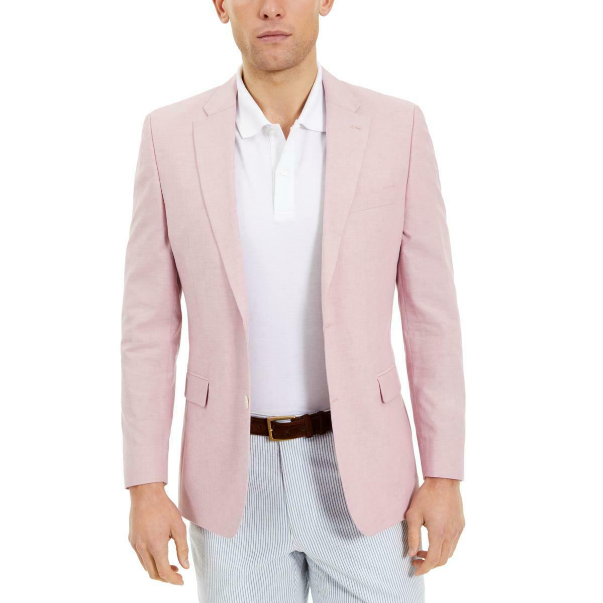 Tommy Hilfiger Men’s Trevor Chambray Jacket Sportcoat Blazer  Color Pink Size 40 Long