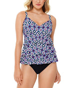 Swim Solutions Jewels Printed Tiered Tummy Control One-Piece Swimsuit Size 14