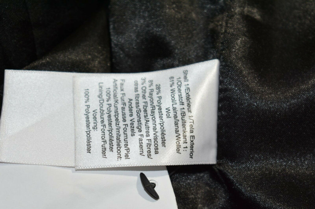 DKNY Women’s Petites Vegan-Fur-Pocket Walker Coat  Color Black Size PS