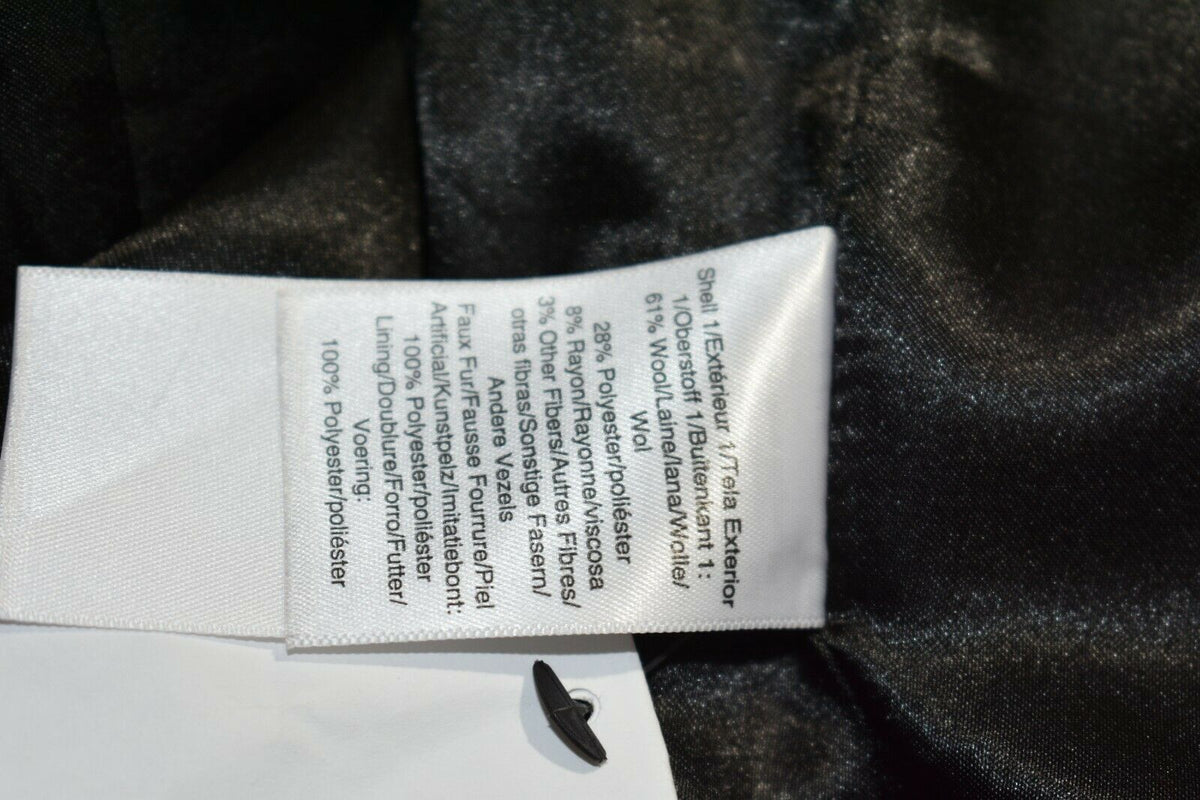 DKNY Women’s Petites Vegan-Fur-Pocket Walker Coat  Color Black Size PS