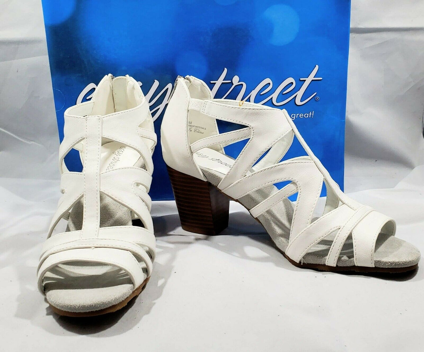 Easy Street Women's Amaze Sandal White Polyurethane Strappy Sandals -   9M