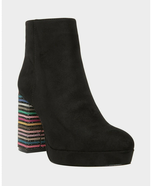 Betsey Johnson Women's Downie Block Heel Ankle Booties   Color Black Suede Size 5M