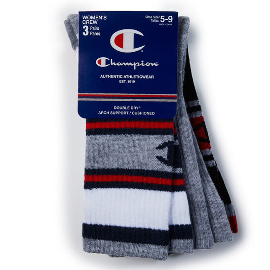 Champion Women's Double Dry Arch Support Crew Socks, 3 Pack   Multicolor Shoe Size 5-9