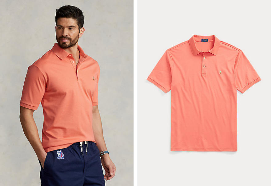 Polo Ralph Lauren Men's Big Tall Soft Cotton Polo  Color Deep Mango Size 3LT