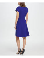 DKNY Womens Jewel Neck Above The Knee Wear To Work A-Line Dress  Color Blue Size 6