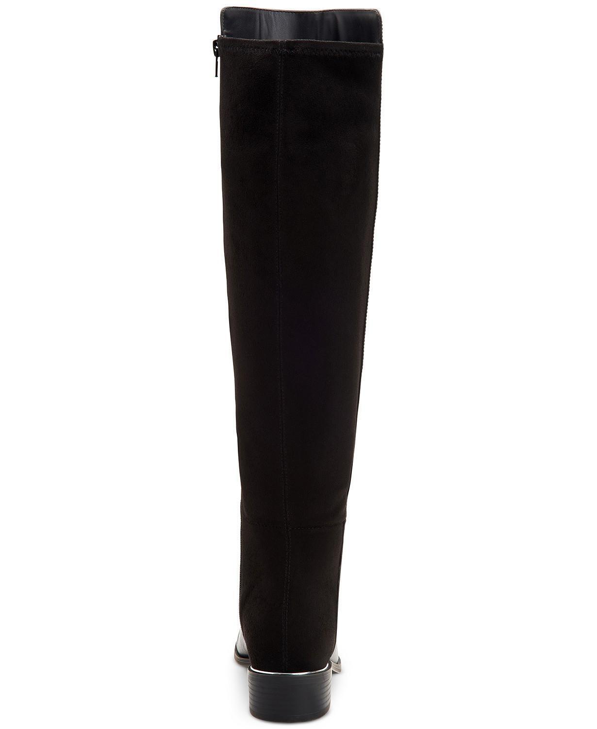 Alfani Women's Ludlowe Over-The-Knee Boots Color Black Leather Micro Size 7.5M