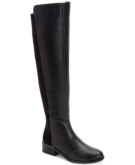 Alfani Women's Ludlowe Over-The-Knee Boots Color Black Leather Micro Size 7.5M