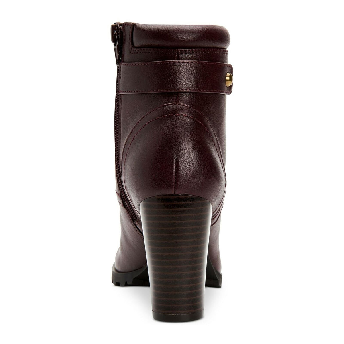 Style & Co Women's Block Heel Ankle Booties Cassy Wine Faux Leather Size 9M