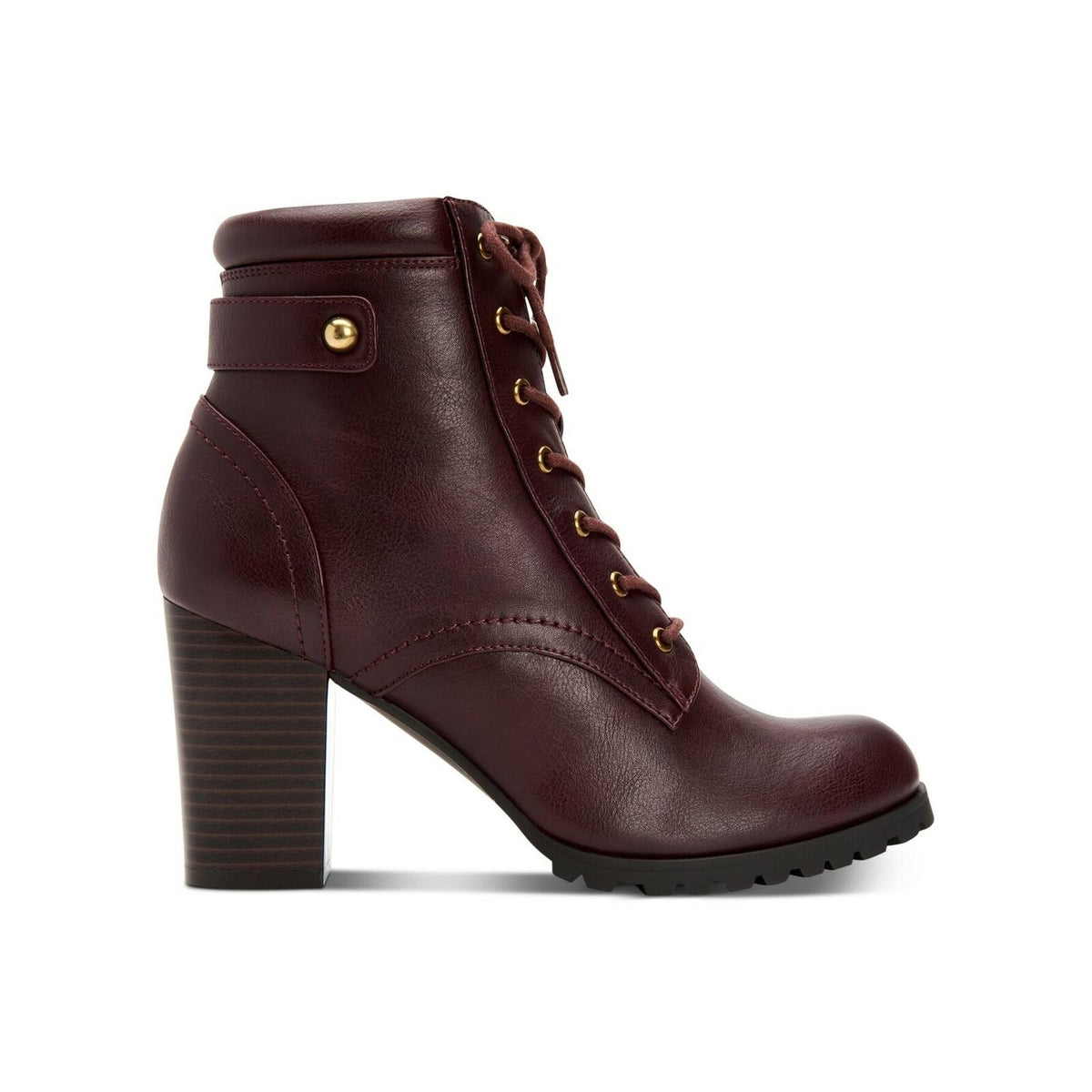Style & Co Women's Block Heel Ankle Booties Cassy Wine Faux Leather Size 9M