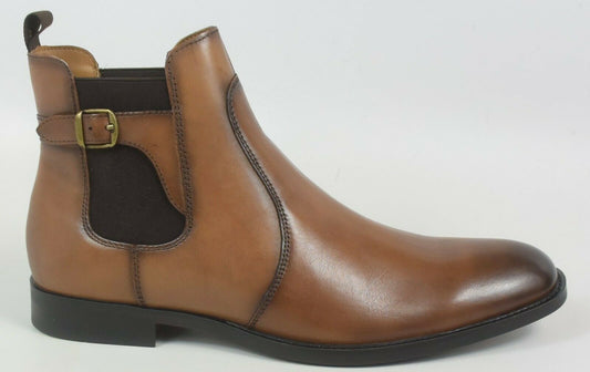 Alfani Men's Ramon Leather Chelsea Boots  Color Tan Leather Size 12M