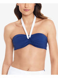 LAUREN RALPH LAUREN Women's Blue Stretch Tie Bel Aire Halter Swimsuit Top   Color Blue Size 14