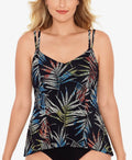 Swim Solutions Tankini Swim Top  Color Black Multi Size 10