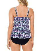 Swim Solutions Jewels Printed Tiered Tummy Control One-Piece Swimsuit Size 14