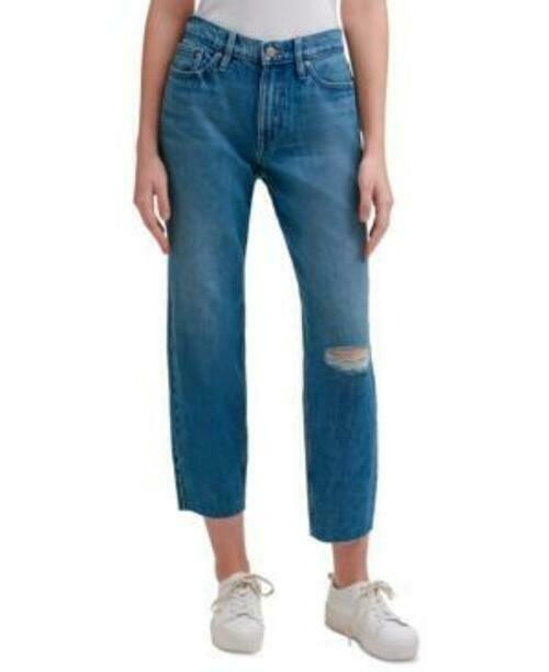 Calvin Klein Jeans High-Rise Mom-Fit Cotton Ankle Jeans  Color Blue Size 27