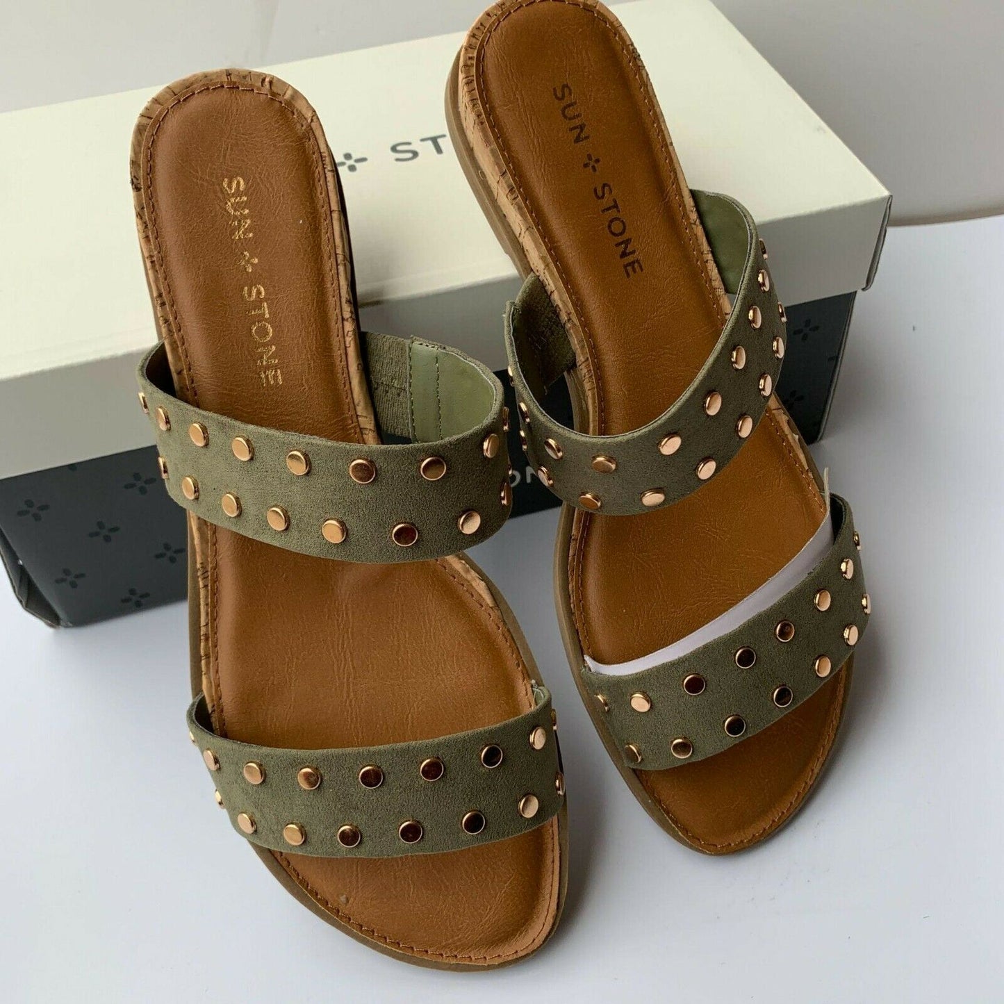 Sun + Stone Easten Slide Sandals Studded   Size 7.5M