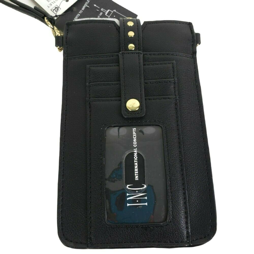 INC International Concepts Ashlii Phone Wristlet Crossbody Pouch Fits Iphone 8 plus/Smaller  Color Black