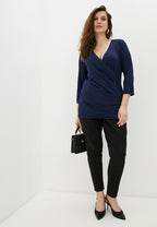 Lauren Ralph Lauren Plus Size Faux-Wrap Jersey Top  French Navy Size 1X