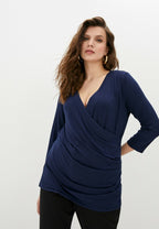 Lauren Ralph Lauren Plus Size Faux-Wrap Jersey Top  French Navy Size 1X