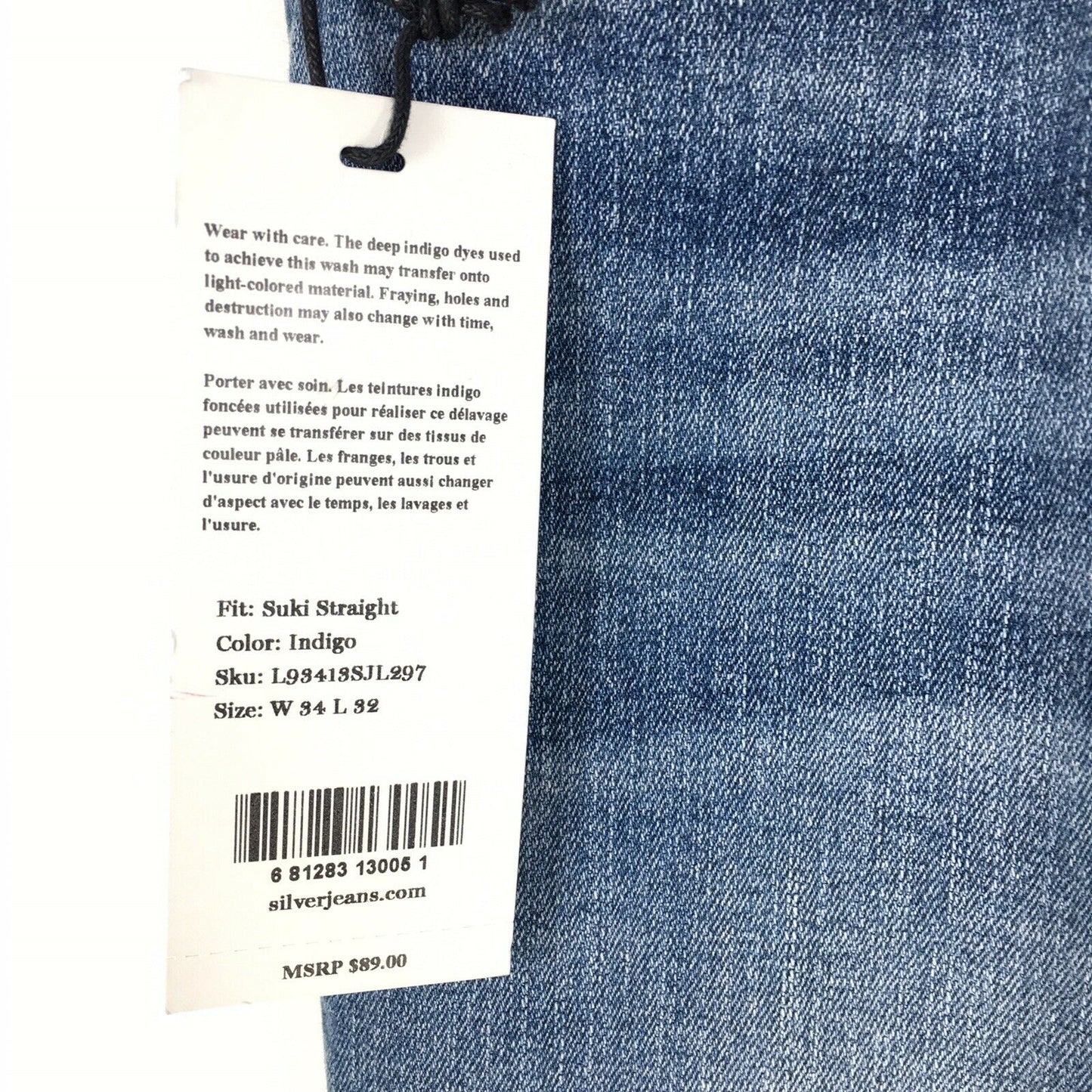 Silver Jeans Co. Suki Ripped Straight-Leg Jeans Color Indigo Size 34R