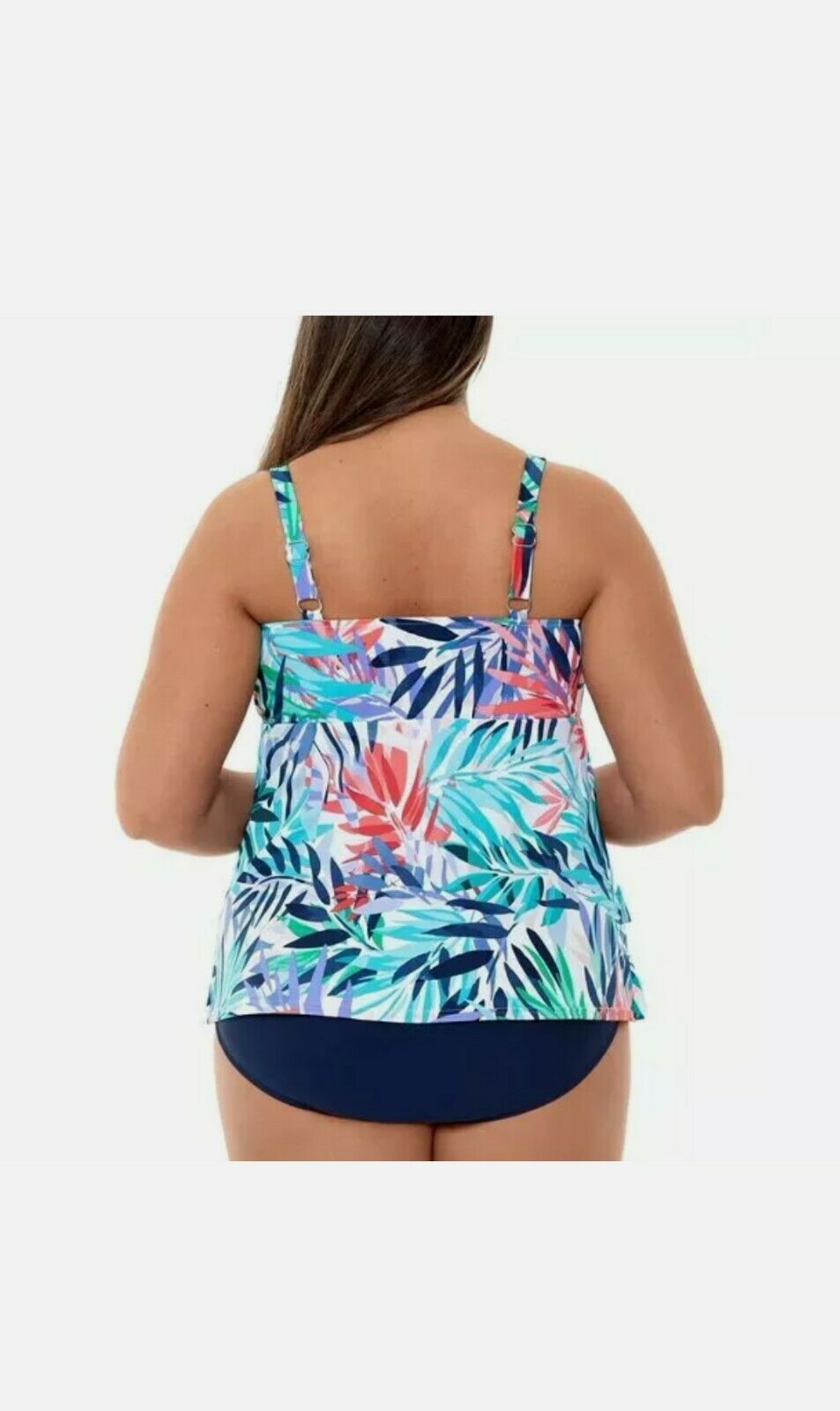 Swim Solutions PALM SPRINGS Printed Tiered Tankini Swim Top Size 12