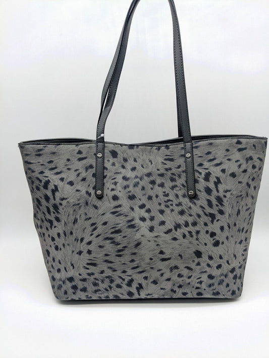 INC Zoiey faux-leather women's XL tote bag  Color CHARCOAL ANIMAL PRINT