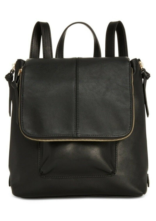 INC Elliah faux-leather expandable backpack crossbody bag  Color BLACK