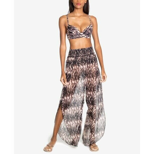 Rachel Roy Printed Wrap Side-Slit Pant Swim Cover-up  Color WILD SIDE Size XL