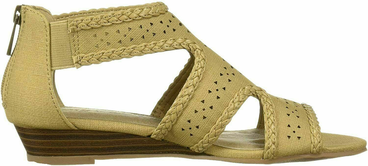 Easy Street Women's Thelma Dress Casual Sandals  Beige Linen Size 8.5